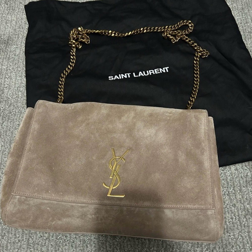 Saint Laurent Kate Crossbody Tan Suede Suede Bag-Reversible